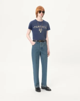 Baumwoll-T-Shirt mit Chez Valentino-Print und Patch