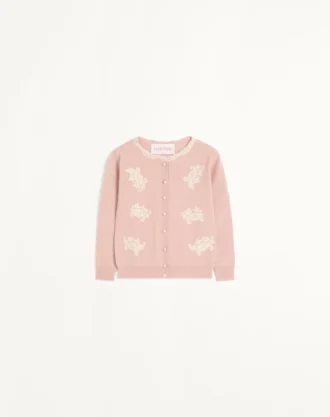 Bestickte Strickjacke mit Spitzeneinsätzen