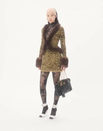 Jacquard-Strickrock mit Animal-Print und Lurex