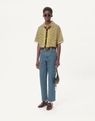 Bowlinghemd aus Baumwollpopeline mit Bulles Royales-Print