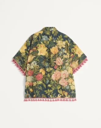 Bowlinghemd aus Leinen mit Apres L’Hiver-Print