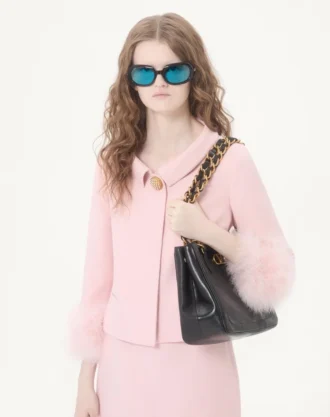 Crepe Couture Jacke mit Federn