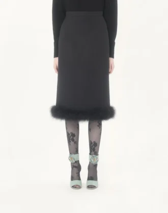 Crepe Couture Rock mit Federn