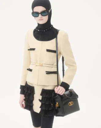 Einfarbige Tweedjacke aus Wolle