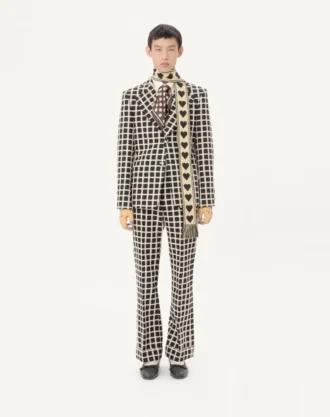 Einreihige Jacke aus Wollmischung mit Karomuster