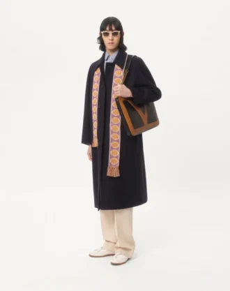 Einreihiger Mantel aus Wolle und Kaschmir