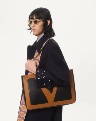 Einreihiger Mantel aus Wolle und Kaschmir