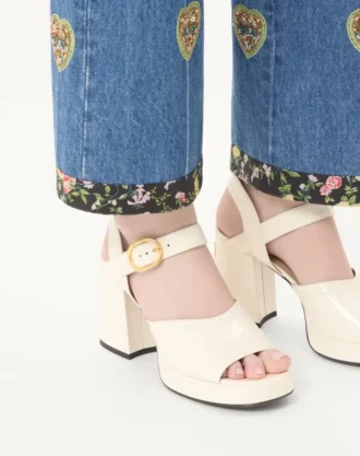 Fawcette Plateausandale aus poliertem Kalbsleder 100 mm