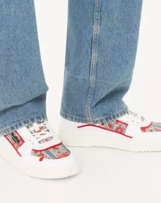 Freedots Low-Top-Sneaker aus Kalbsleder und Voyage Imaginaire-Stoff