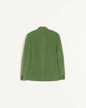 Jacke aus Baumwollsamt und gewaschenem Leinen mit Stehkragen