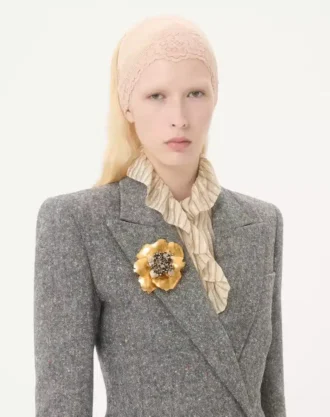 Jardin Aquatique Brosche aus Metall, Stoff und Muscheln