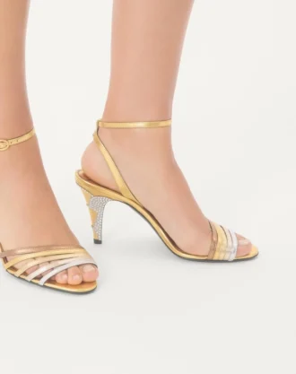 Ladycrush Sandale aus laminiertem Nappaleder mit Kristallen 85 mm
