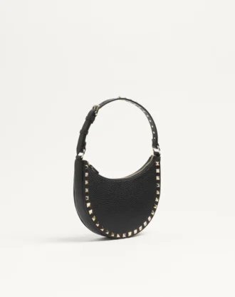 Mini Rockstud Hobo-Tasche aus genarbtem Kalbsleder