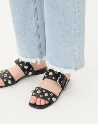 Nellcôte Slide Sandal aus genarbtem Kalbsleder