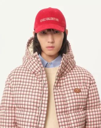 Nylon-Daunenjacke mit Kapuze und VLogo-Patch