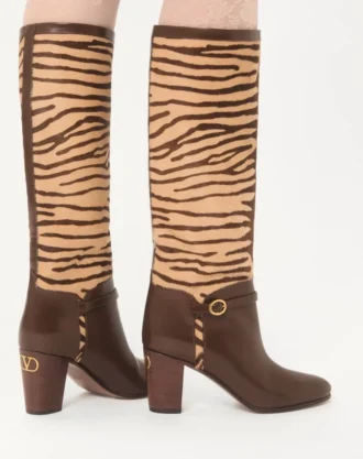 Pattie-Stiefel aus Kalbsleder mit Pony-Effekt 75 mm