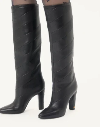 Rayons Nappa-Stiefel mit Chevron-Muster 100 mm