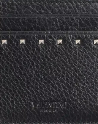 Rockstud Kartenetui aus genarbtem Kalbsleder