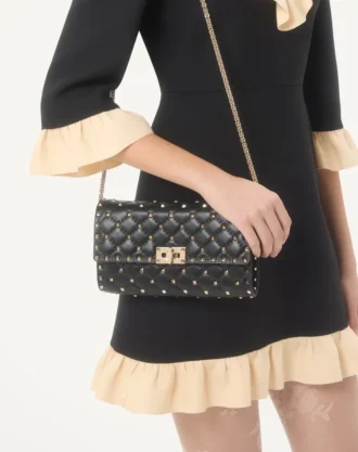 Rockstud Spike Nappa Leder Crossbody Clutch Bag