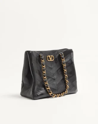 Valentino Garavani Laseine Shopping Bag aus Nappaleder mit Chevron-Muster