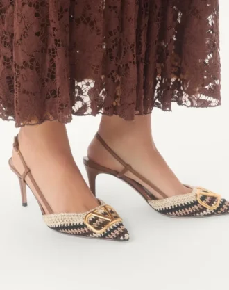 Vlogo Signature Slingback-Pumps mit Häkelstickerei 80 mm