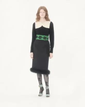 Crepe Couture Rock mit Federn